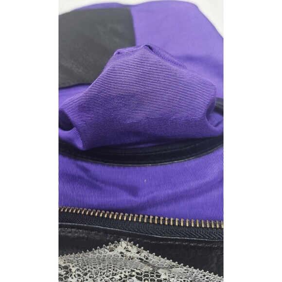 Helena De Natalio Leather Snake Foldover Clutch Bag Black White Chevron Pattern - Picture 10 of 13